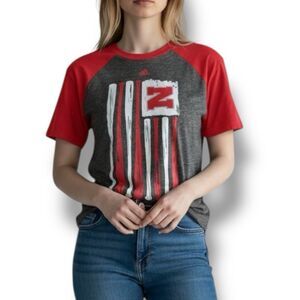 NWT Adidas Nebraska Huskers Reverse Retro Baseball 2 Hit T-shirt Women’s Size M